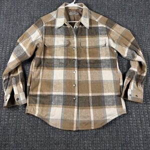 Ridgecut Toughwear Plaid Lined Shirt Jacket Snap Front Size M Brown Tan RC11011